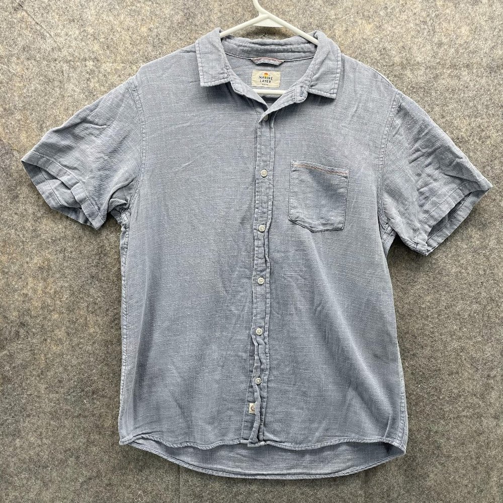 Marine Layer Shirt Men's Medium Adult Blue Button Down Outdoors Dress Solid